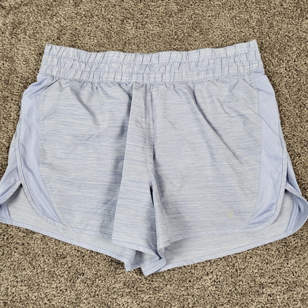 Apana Athletic Shorts Women Large Blue Excellent Heathered Mesh Zip Pocket